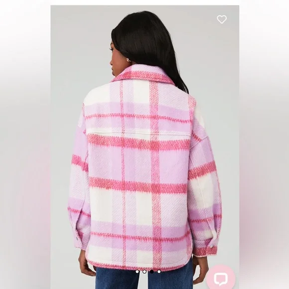 NWT Ena Pelly Lined Ophelia Wool Shacket in Spiced Coral Check, oversized size 8 - Picture 3 of 15